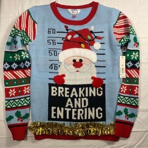 No Boundaries Women’s Small Juniors Breaking and Entering Christmas Ugly Sweater